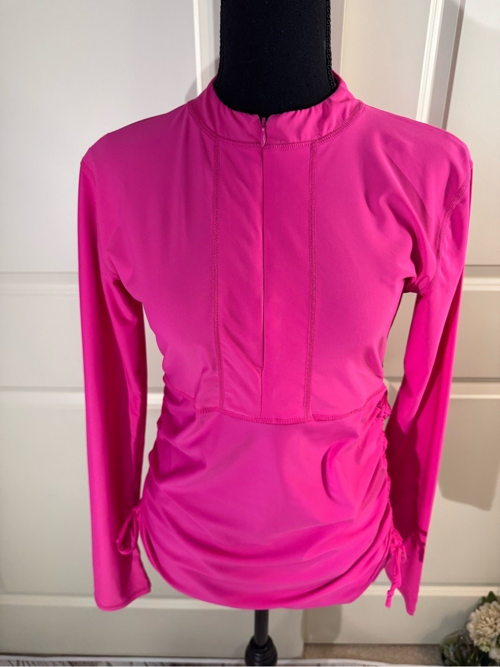Tesla Hot Pink Swim Rashguard with Side Ties Large